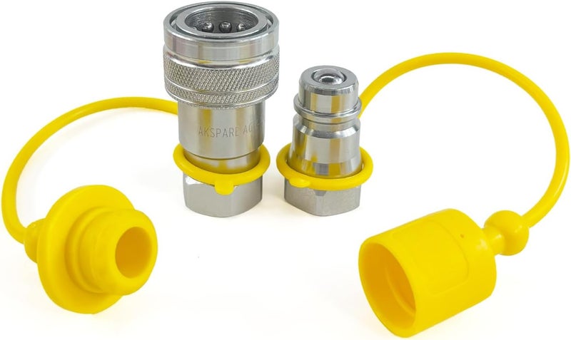 AKSPARE 5Sets 1/2“ISO-A Hydraulic Coupler Male Dust Cap and Female Plug Cover,ISO5675 Hydraulic Quick Disconnects Port Plug Fittings (ISO-A 1/2) - Image 5
